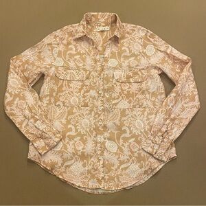 Roller Rabbit Floral Linen Button Down Top Size XS